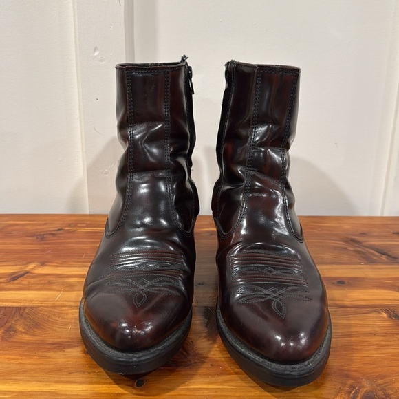 Men's Cherry Leather Side Zip Western Boots 9EW - Picture 5 of 10
